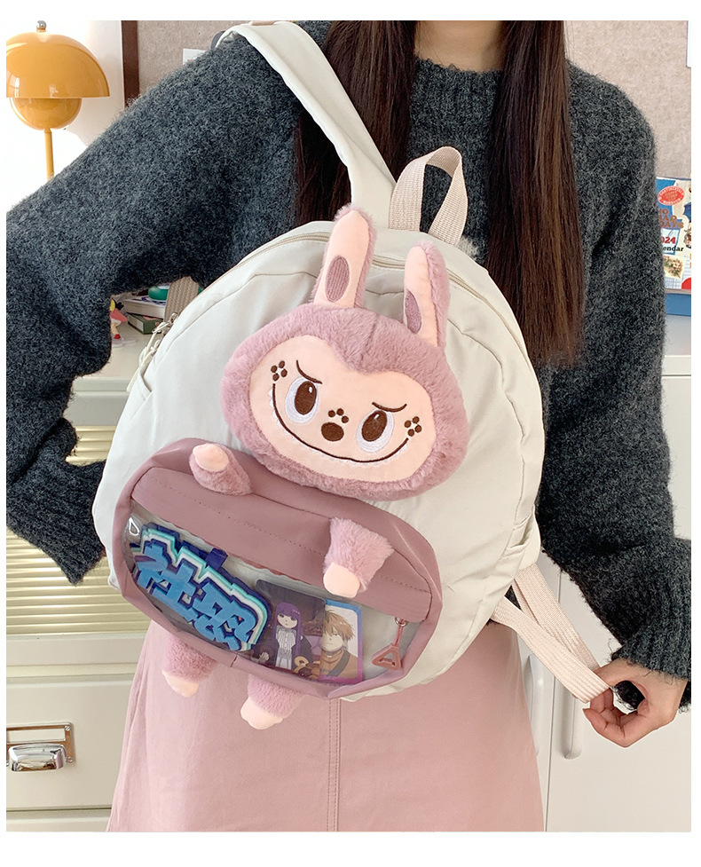可爱拉布布少女双肩包新款卡通创意玩偶背包萌趣软妹休闲学生书包详情1