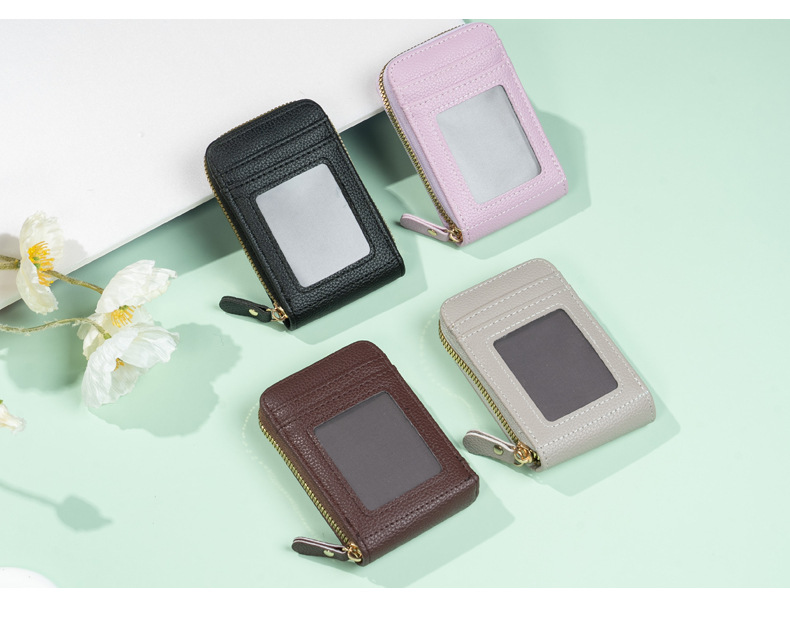 跨境现货风琴卡包 荔枝纹爆款零钱包卡套卡夹 大容量多卡位证件包详情5