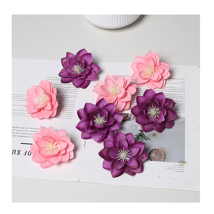 仿真花荷花头 新款diy材料包头饰簪花配件花朵婚礼堂花墙胸花摄影详情11