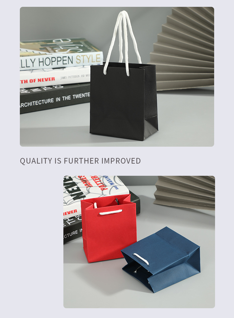现货手提包装简约纯色服装化妆品饰品手提纸袋可印制logo礼品袋详情9