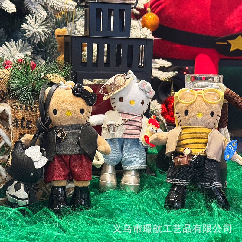 网红新款高级感长腿kt钥匙扣美拉德系超美原创黑皮Kitty包包挂件详情1