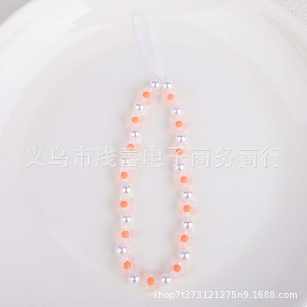 ins Matte heart-shaped flower y2K Sweet and Hot Girl mobile phone chain diy Colorful bead phone case keychain Pendant pic 5