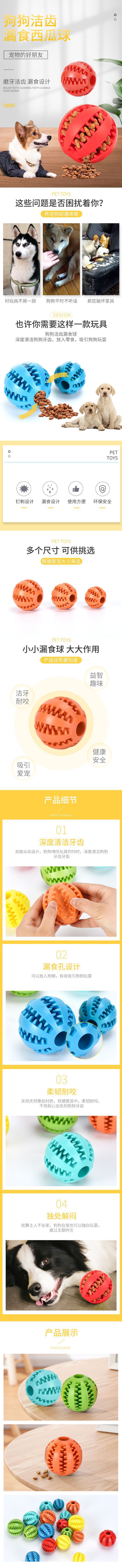 宠物玩具洁齿漏食球耐咬球大中小型犬漏食玩具解闷磨牙弹力漏食球详情2