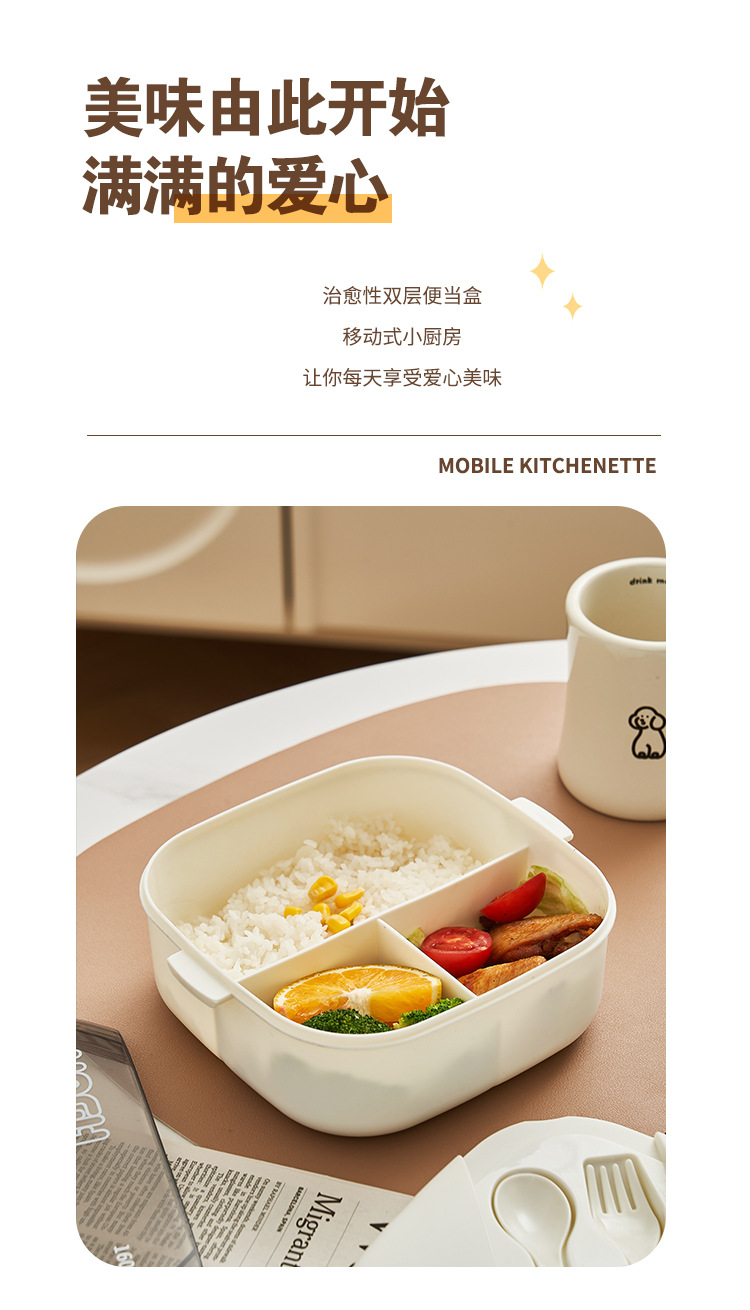 日式分格饭盒上班族便当盒密封餐盒学生可微波加热专用便携保鲜盒详情3