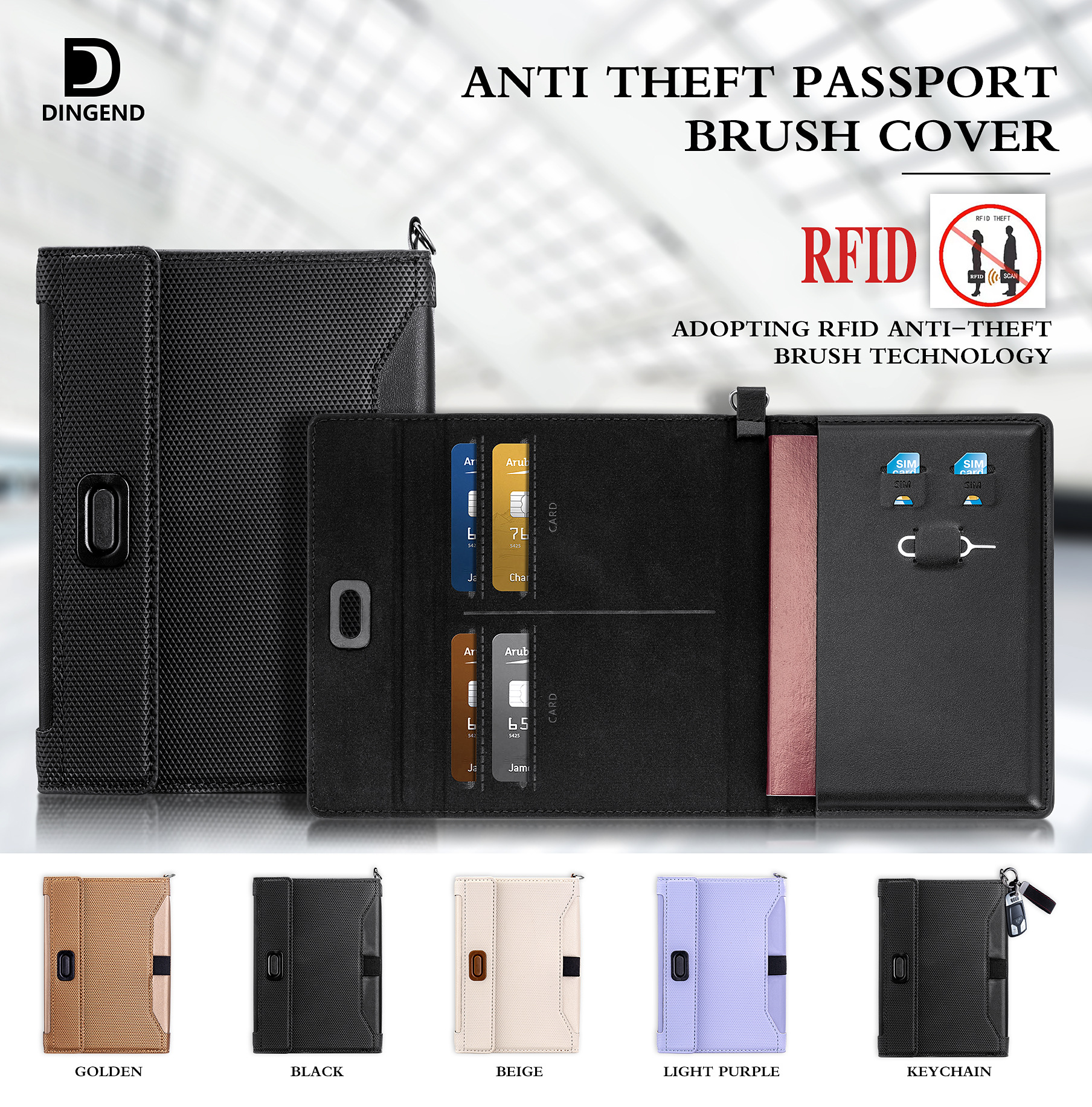 Passport bag, ID card bag, RFID anti-theft card holder, multi-functional passport holder, overseas travel air ticket holder, anti-magnetic passport holder pic 17