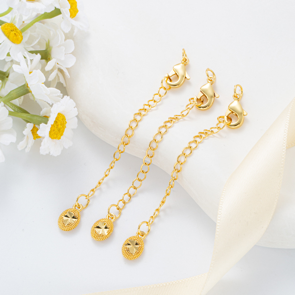 Engraved copper pendant plated with 18K real gold, lobster buckle, extension chain, 14K gold-plated tail chain, diy handmade necklace tail chain pic 9