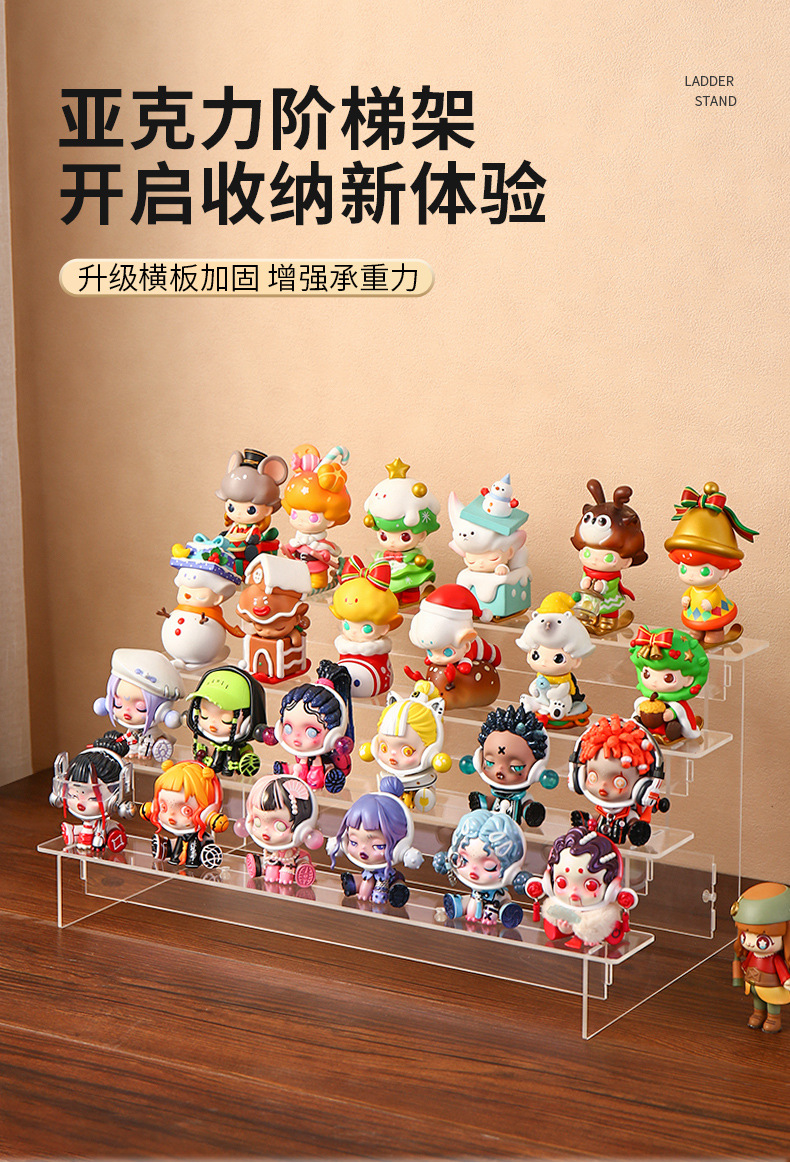 透明亚克力阶梯展示架 A6亚克力台卡盲盒展示架超市广告牌指示牌A6L形台卡详情1