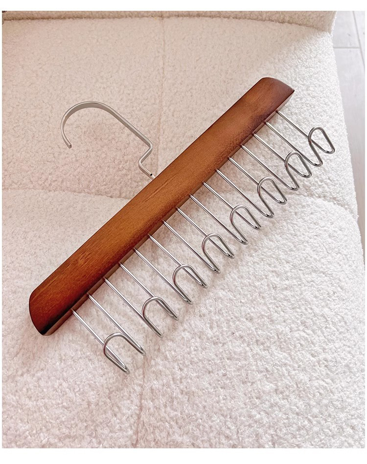 8-hook wooden hanger hanger for storing underwear, vests and ties, student dormitory solid wood wavy drying hanger pic 9