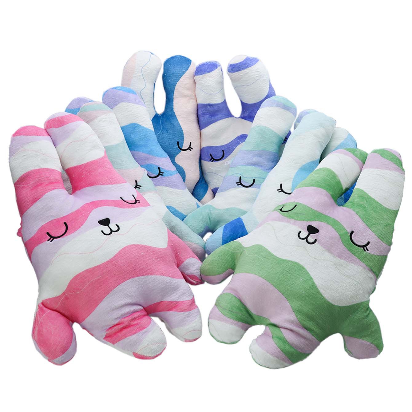 卡通兔子印花条纹抱枕儿童暖手靠枕宝宝安抚绒毛玩偶布艺公仔陪伴玩偶详情4