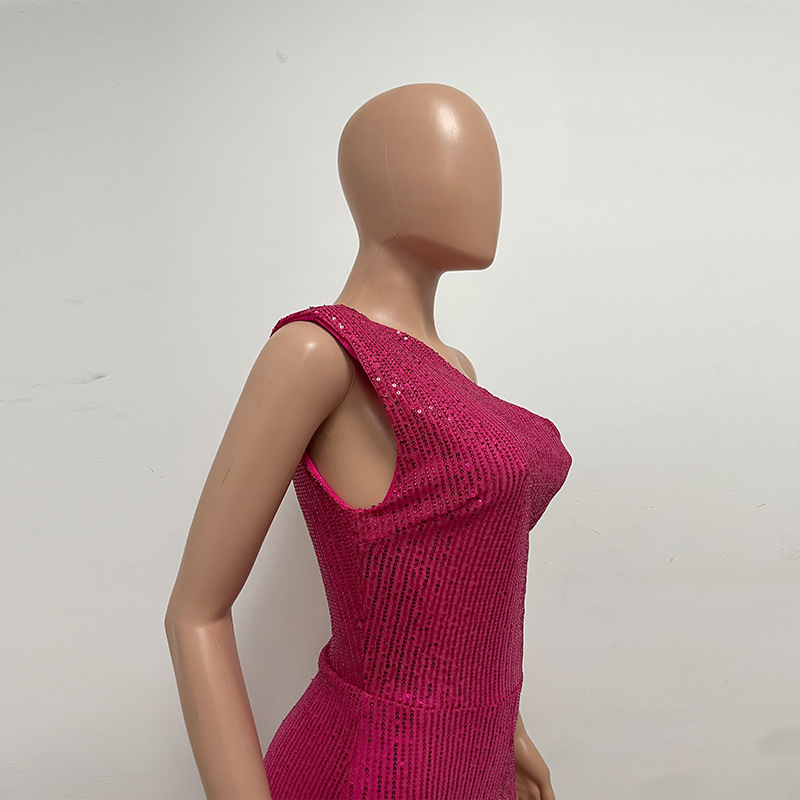 新中式无袖连体衣独立站夏季单肩亮片连体裤女批发详情107