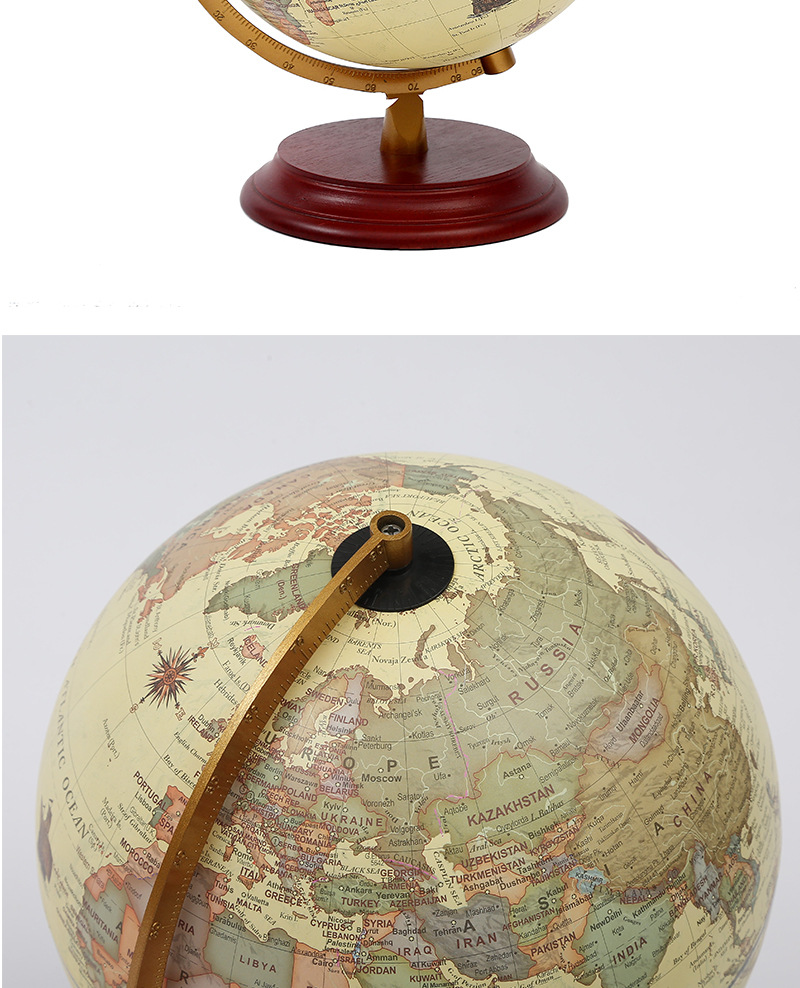 欧式高清轻奢复古大号地球仪木质底座办公室摆件创意精美工艺品详情14