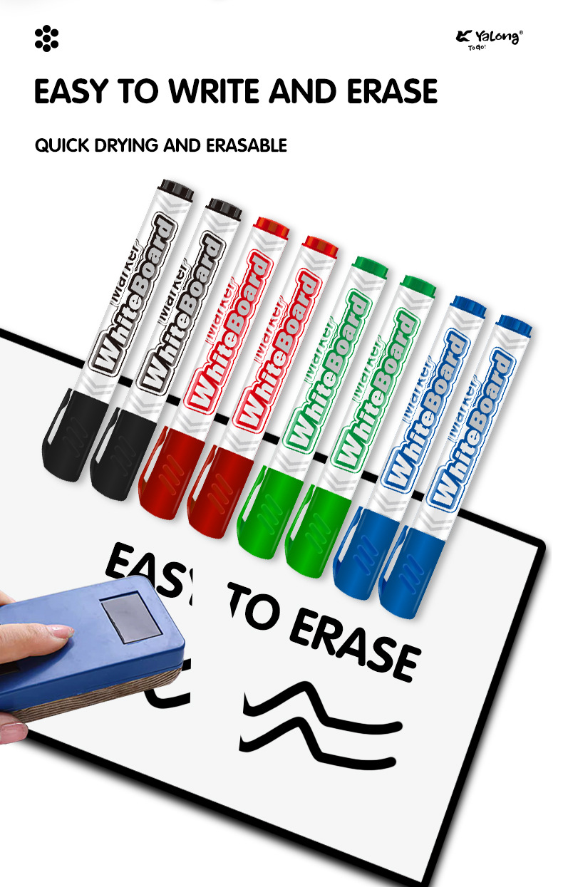 Yalong Cross-border Student Wholesale large-capacity marker pens, school office supplies, 4-color whiteboard pens pic 4