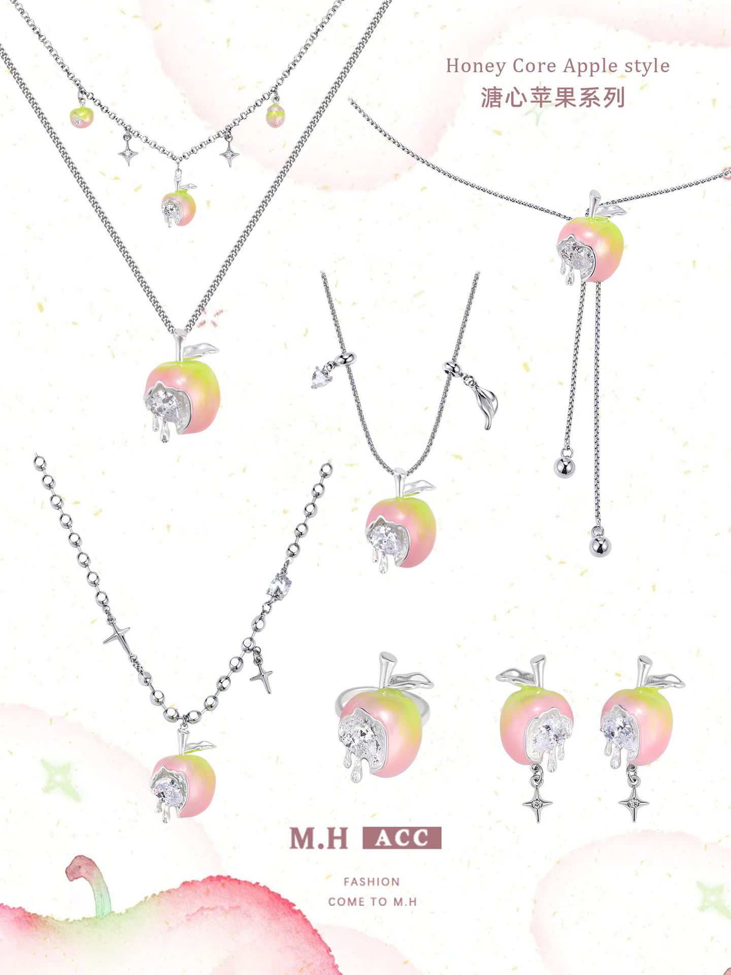 【 Customized 】 The soft-boiled apple series earrings feature a sweet and cool design for women, exuding an exquisite and high-end vibe, and are fashionable and stylish pic 3