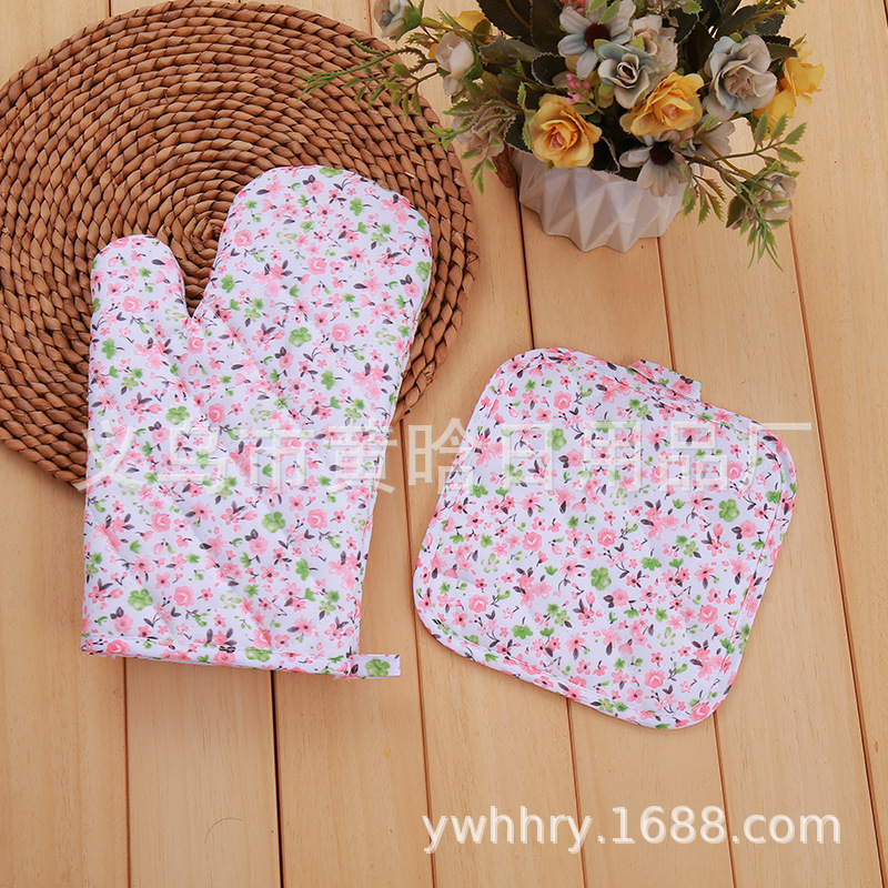 【 Chi Jia 】 Microwave Oven Glove Pad Two-piece Set Thickened and enlarged heat-resistant oven baking gloves pic 5