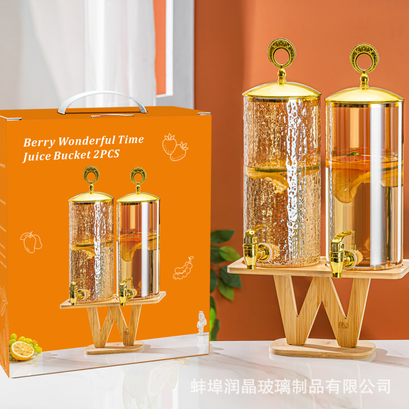 新款玻璃果汁桶家用大容量加厚泡酒啤酒冷水壶人工吹制柠檬可乐储水容器详情8