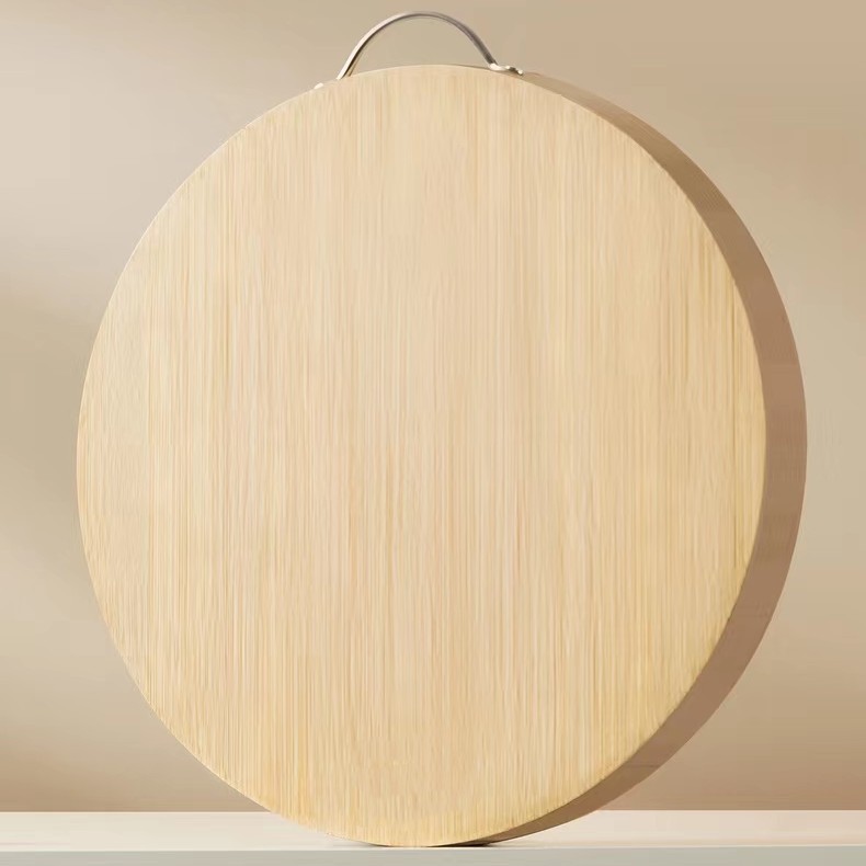 Household solid wood cutting board, whole wood thickened bamboo round cutting board, fruit board, vegetable cutting board, double-sided knife board pic 1