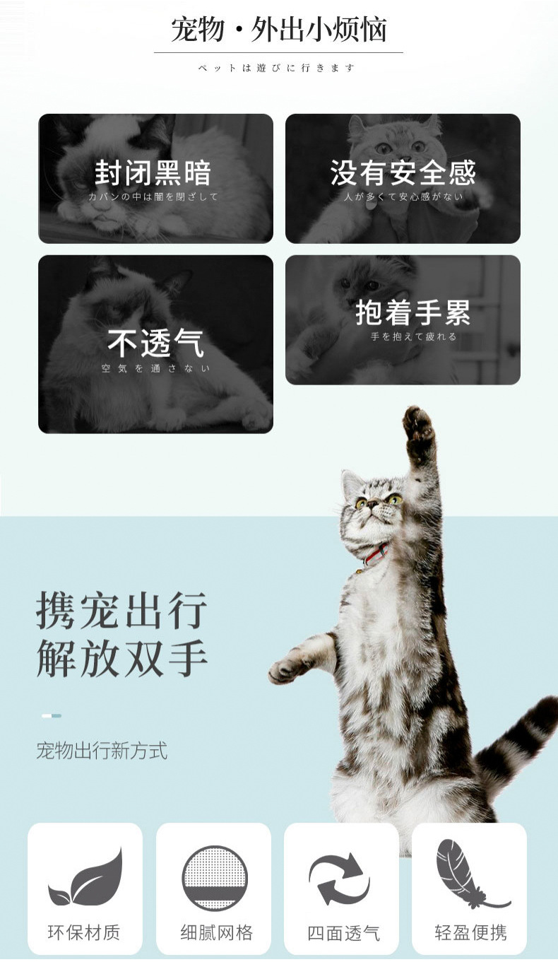 Pet bags, portable bags for going out, multi-purpose transparent space capsule hand-held cat bags, large-capacity two small cat backpacks pic 2