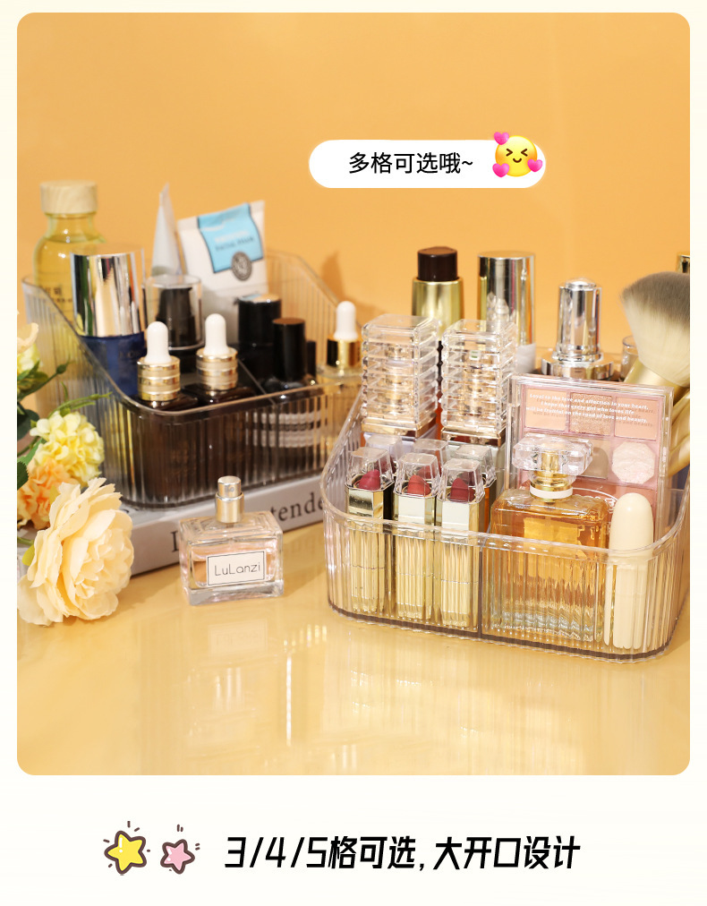 The transparent cosmetic storage box on the desk exudes a high-end feel. The light luxury acrylic dressing table storage box and pen holder are suitable for office use pic 25