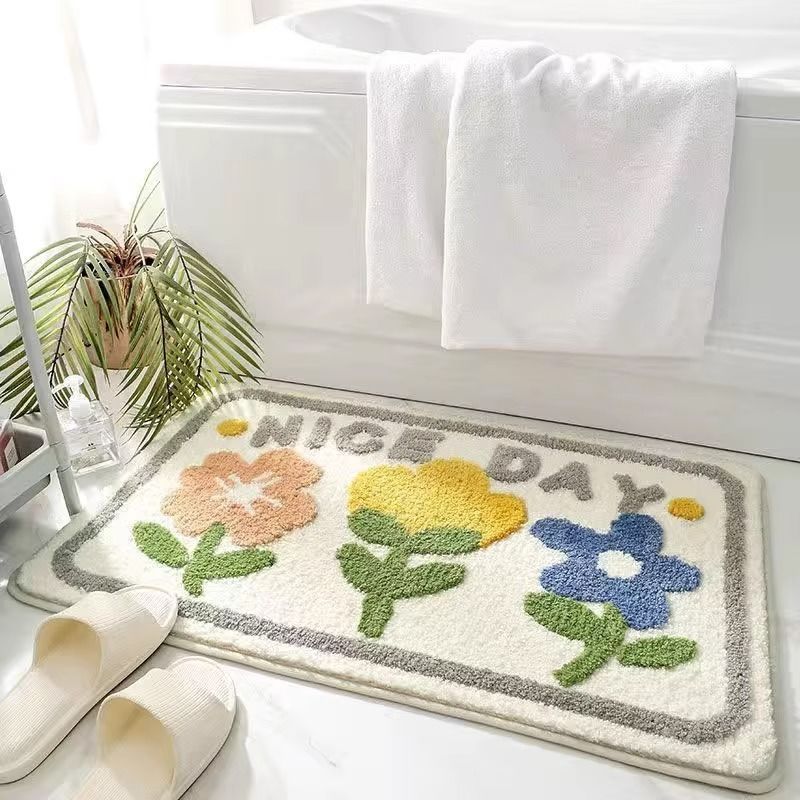 Foreign trade bathroom floor mat, bathroom door imitation cashmere water-absorbing anti-slip floor mat, household plush soft cross-border carpet pic 14