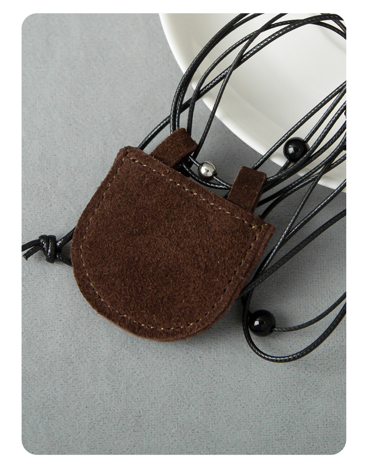 麂皮绒包包项链 mini半月牙设计感精致吊坠穿搭叠戴百搭毛衣项链详情6