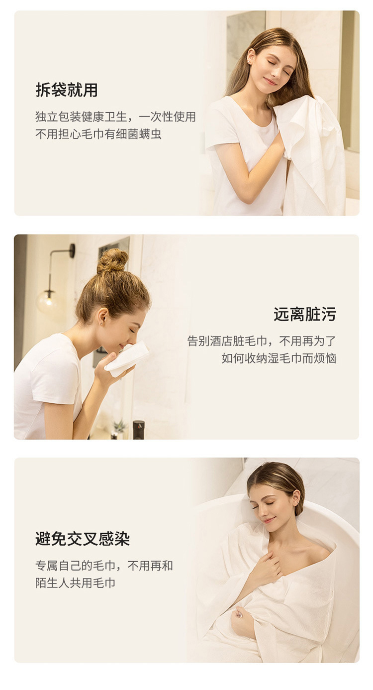 可灵卡通一次性浴巾大厚独立包装酒店民宿旅游毛巾纯棉浴巾批发详情8