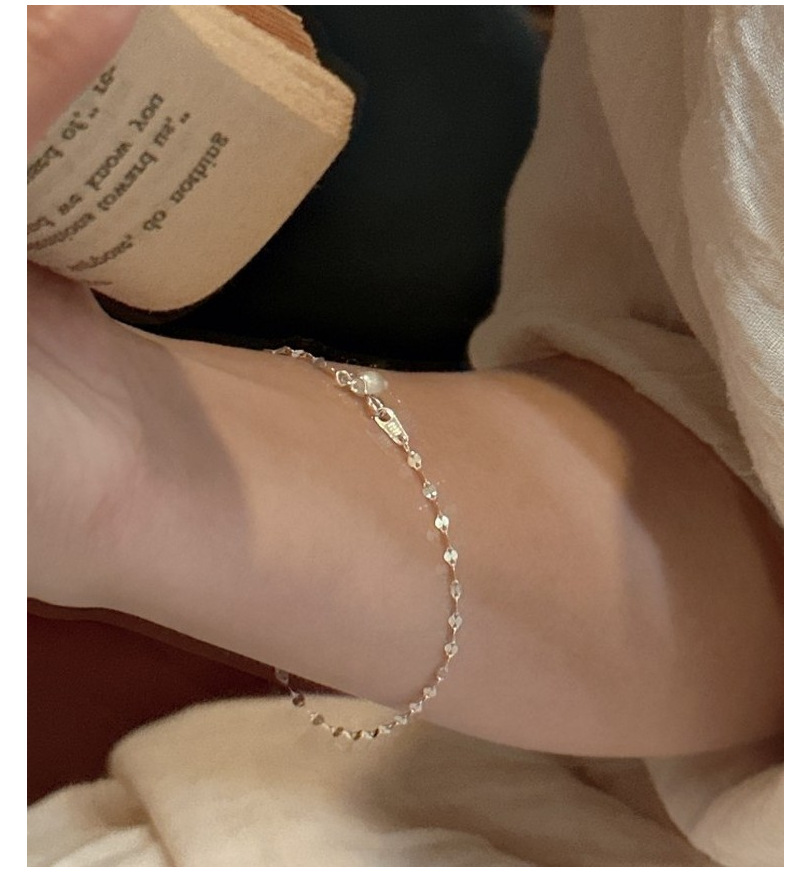 S925 sterling silver Korean version, a niche design sense, glittering pearl bracelet, a simple and retro Korean style jewelry accessory pic 6