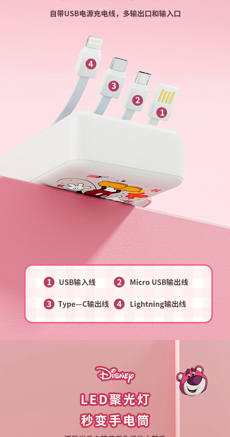 3C-certified cartoon power bank with built-in cable, large-capacity 10,000 mah outdoor fast charging, compact and portable mobile power bank, officially authorized factory wholesale pic 3