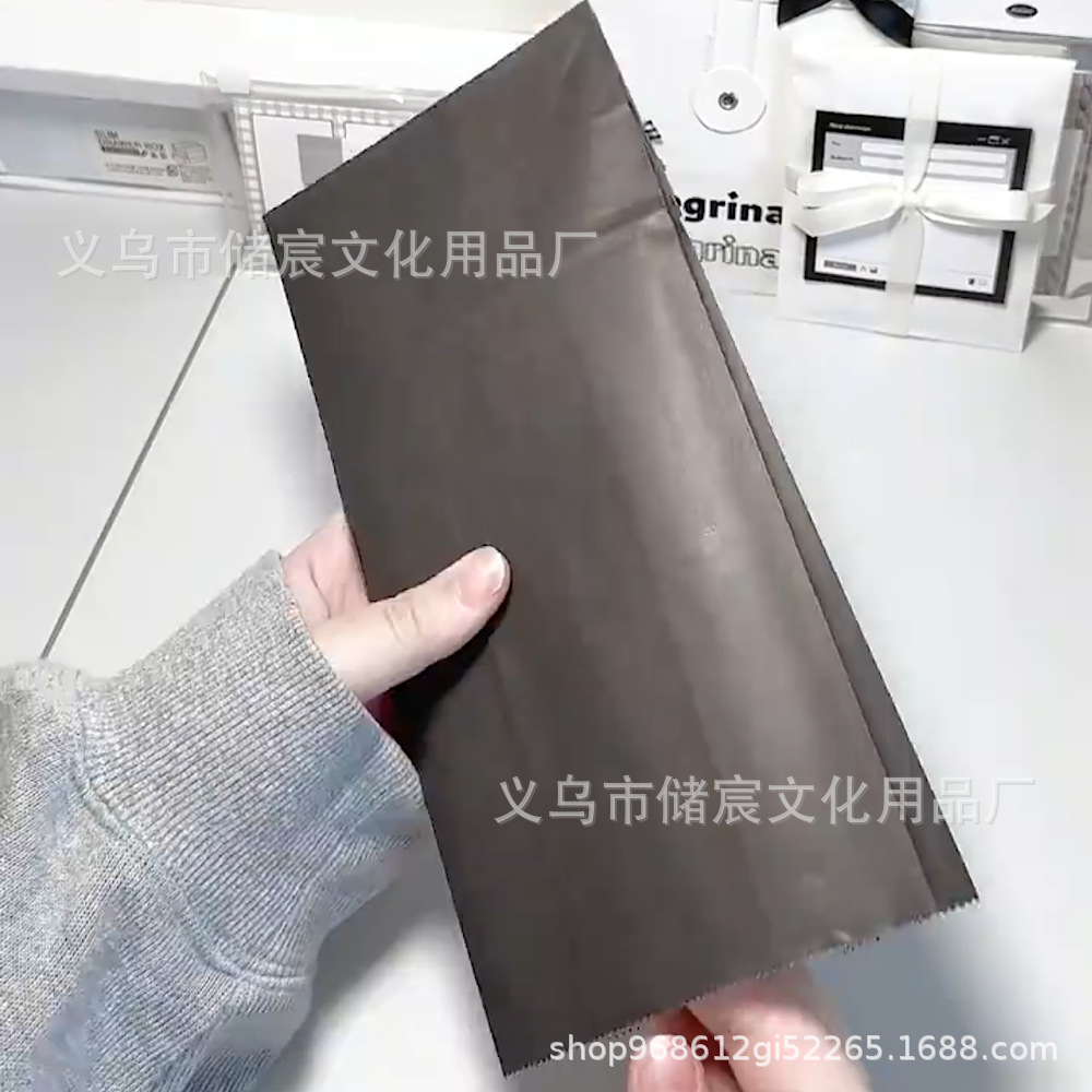 ins黑色复古牛皮纸袋平口袋出卡包装礼品小卡明信片手帐diy平口袋详情6