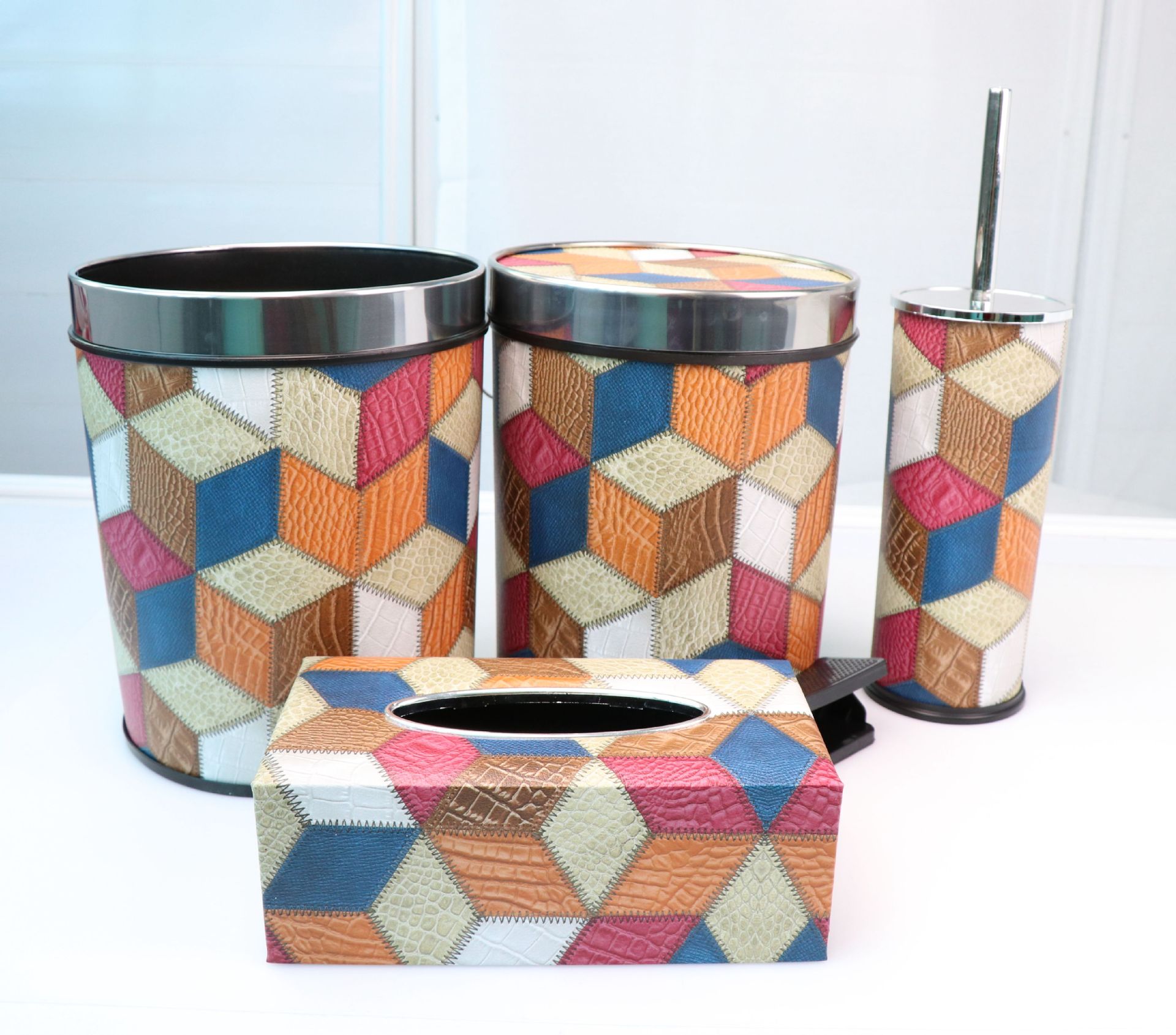 Factory direct supply for export, wholesale leather trash cans without LIDS, household kitchen, bedroom and bathroom foot pedal trash cans pic 7