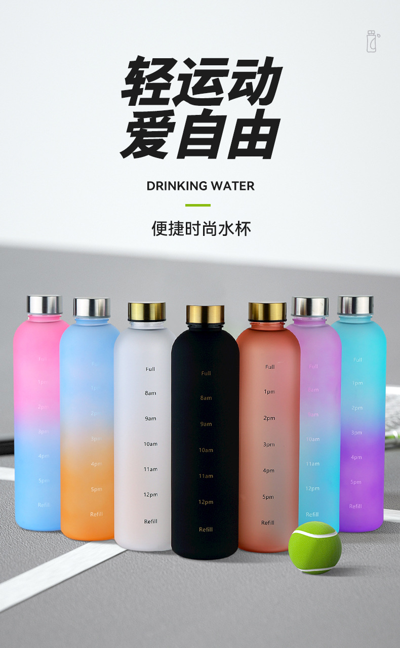 高颜值塑料杯户外大容量便携运动瓶夏季男女学生太空杯健身水壶详情2