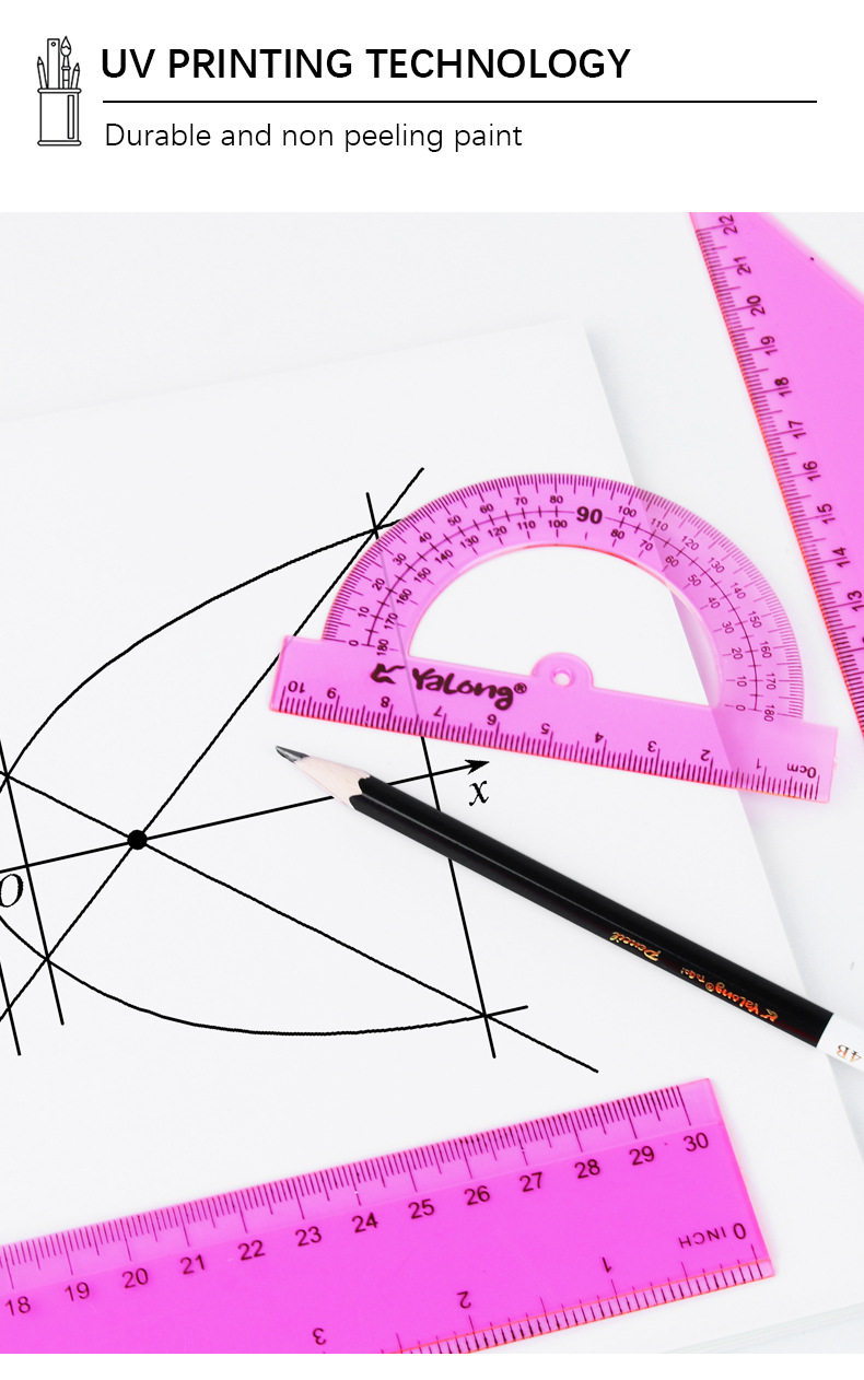 Yalong Cross-border Plastic School Ruler Set student learning Supplies wholesale pic 4