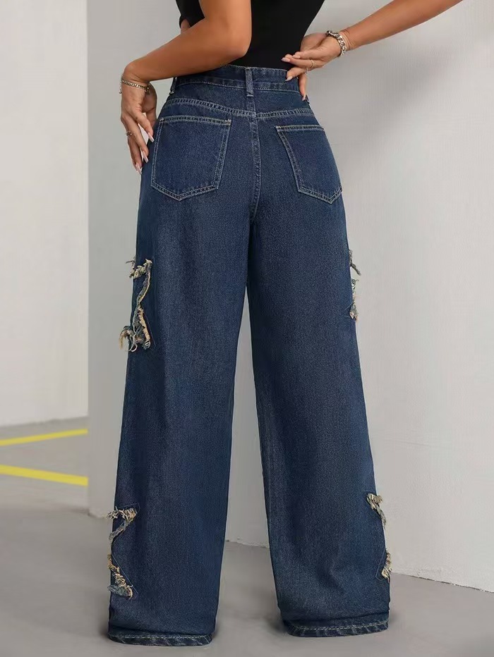 Cross border euram stick jeans amazon pentangle flecos flecos holgado straight coupe casual versátil mop pants pic 5