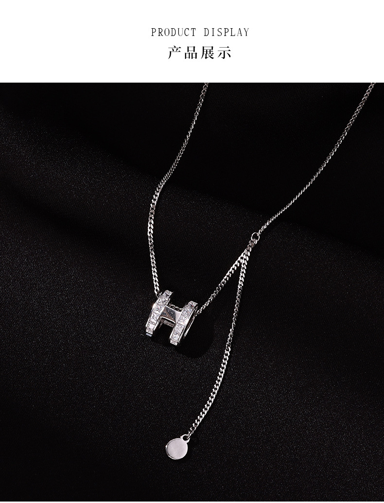 S925纯银法式百搭高级感项链女小众设计感ins风轻奢H字母毛衣链详情5