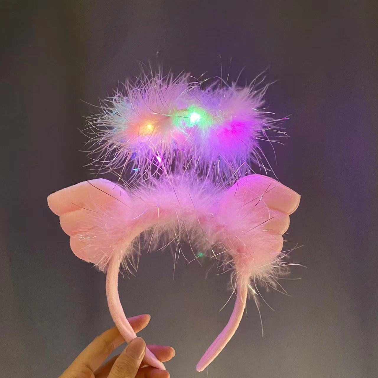 New trendy fairy cute glowing angel sequin headband headwear, girls take photos glowing event party pic 2