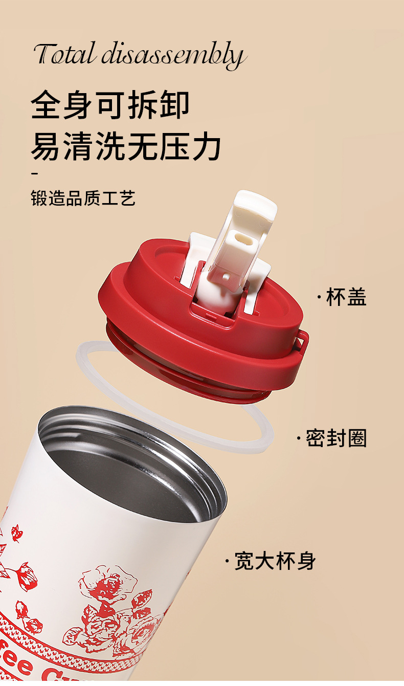铃兰花双饮316保温杯不锈钢水杯咖啡杯高颜值简约杯子批发礼品定详情8