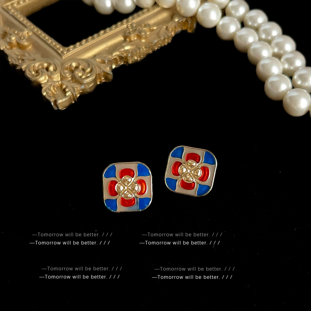 vintage high-end earrings, niche light luxury fashion, mid-style stud earrings, artistic temperament, fashionable earrings pic 26
