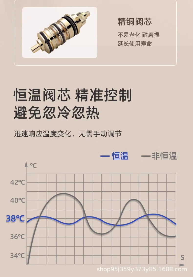 全铜淋浴花洒枪灰套装卫生间浴室增压免打孔无顶喷数显一体式淋浴详情9