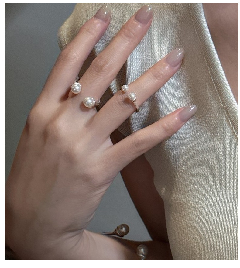 S925 sterling silver Korean version pearl ring with a niche design sense. Wholesale of the InstagS-style ring by a Korean blogger pic 5