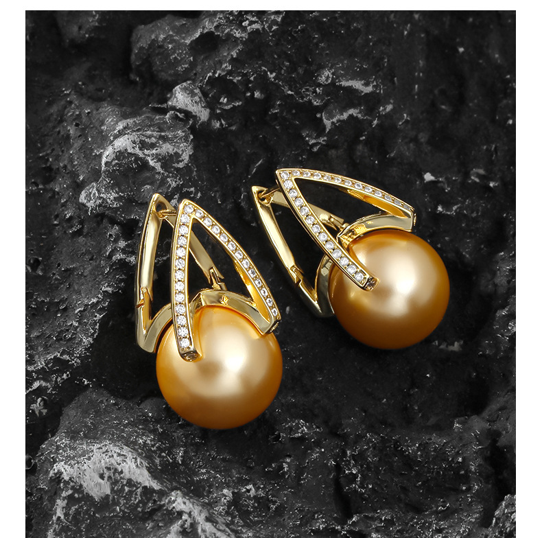 沉甸甸珍珠耳环小众正圆强光锆石耳环优雅复古时尚轻奢名媛耳环女详情6