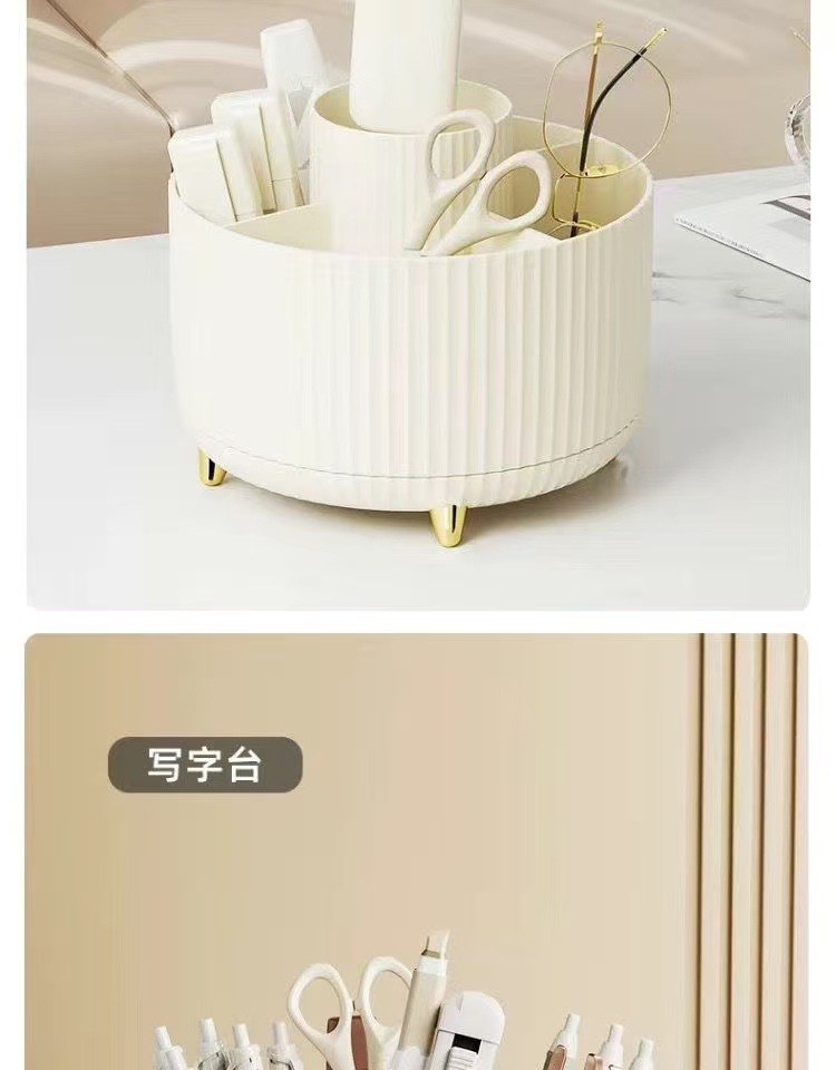 Desktop rotating makeup brush storage holder, cosmetics shelf, desktop dressing table, eyeshadow brush, lipstick box, pen holder pic 6