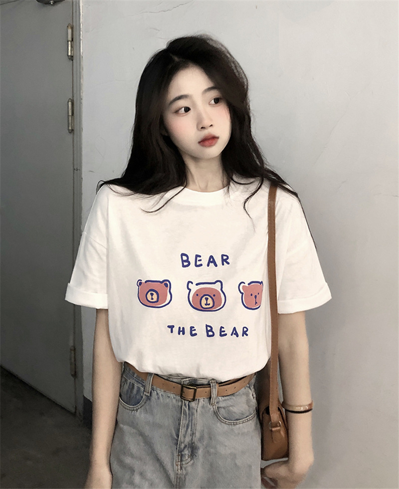 夏季新款短袖t恤女宽松韩版ins女装百搭卡通印花内搭半袖上衣详情5