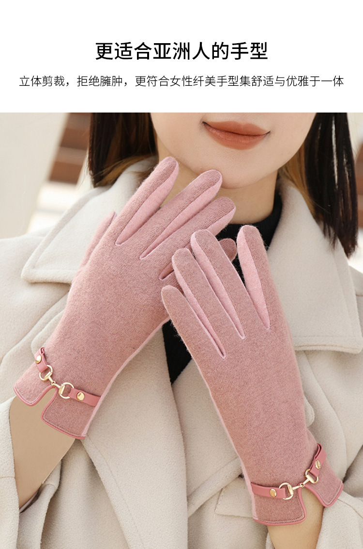 羊绒手套女士冬天加厚加绒可爱蝴蝶结骑开车防寒保暖触屏羊毛手套详情5
