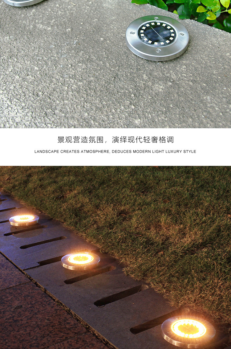 Solar-powered ground lamp with 8LED stainless steel, new outdoor plug-in grass lamp, courtyard garden rainproof villa ground lamp pic 8