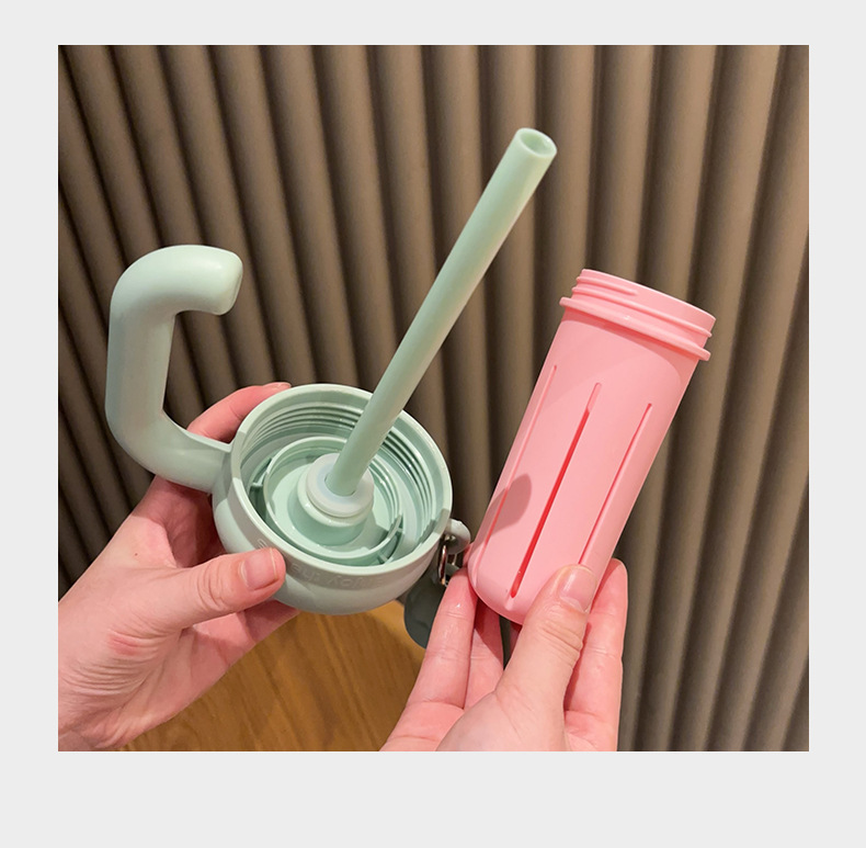 新款卡通保温杯可爱小猫大容量冰霸杯高颜值女生手柄杯吸管杯详情13