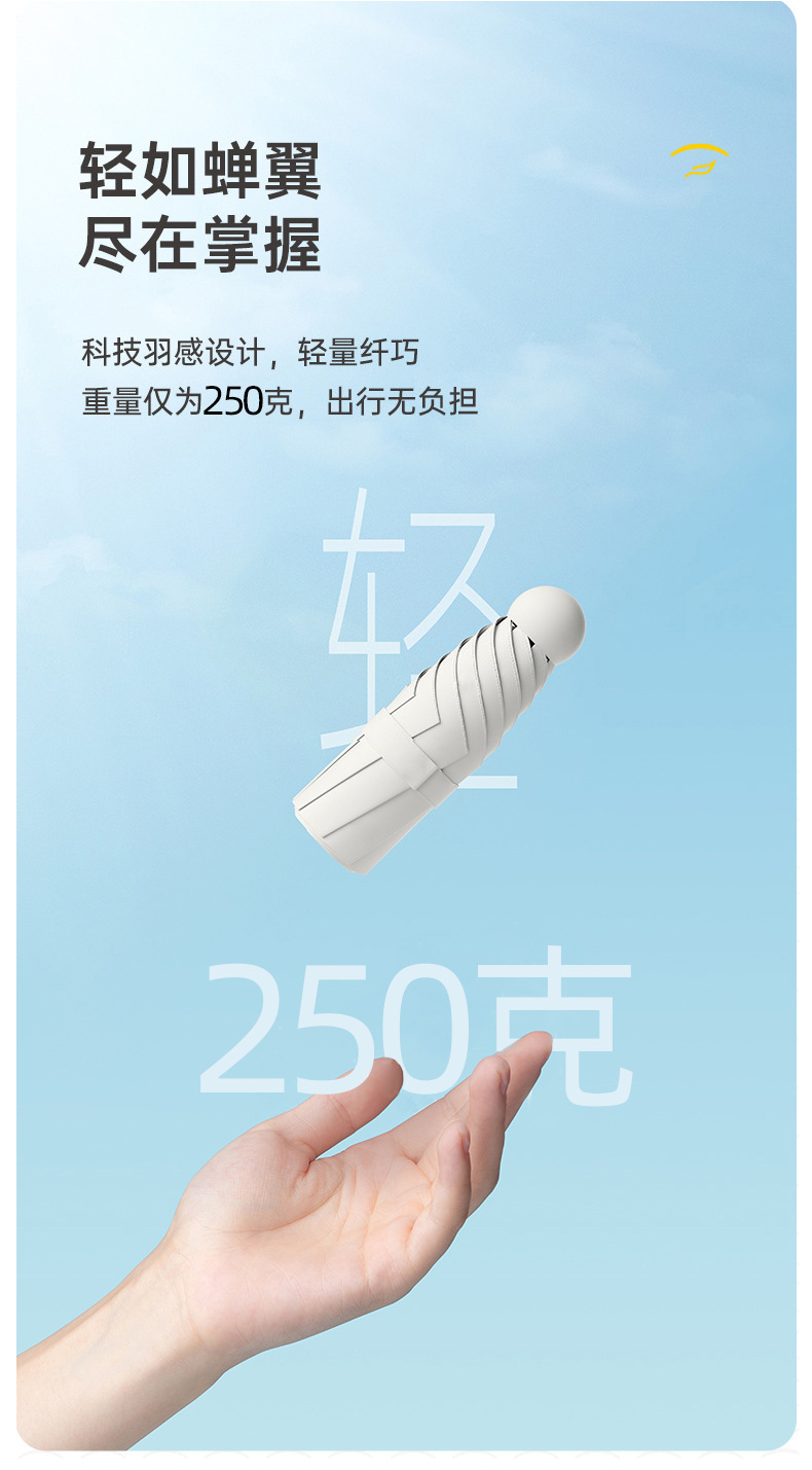 迷你胶囊太阳伞女折叠伞高级感雨伞定制太阳防晒遮阳伞晴雨两用伞详情14