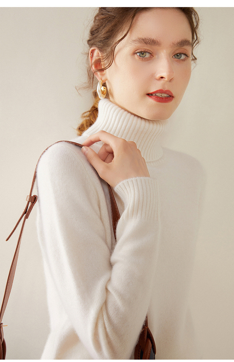 This winter new high-neck thickened cashmere sweater is a simple and versatile solid color for women, with a relaxed and elegant style. It is a knitted base layer pic 14