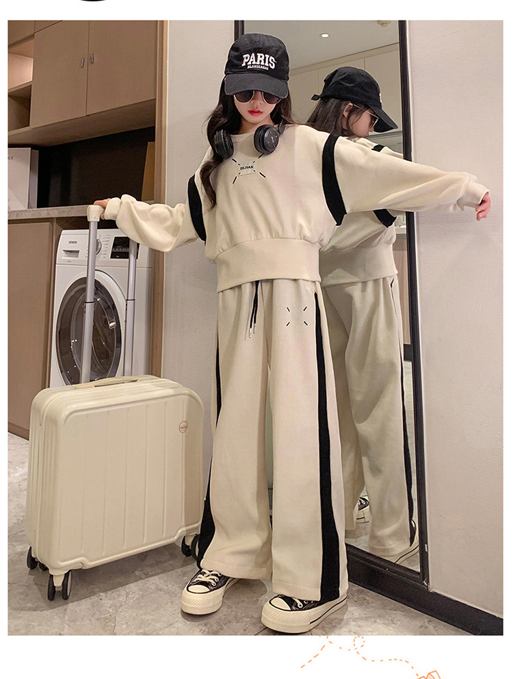 女童套装春秋时髦洋气炸街网红休闲收腰短款儿童卫衣阔腿裤两件套详情10