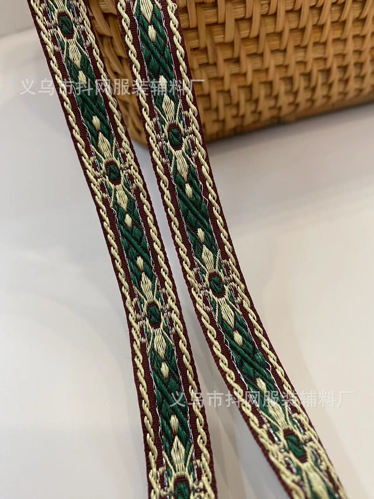 1.5cm handmade DIY bow, ethnic style jacquard embroidery, ribbon, hair accessory, headwear, edge strap, gift box, packaging strap pic 9