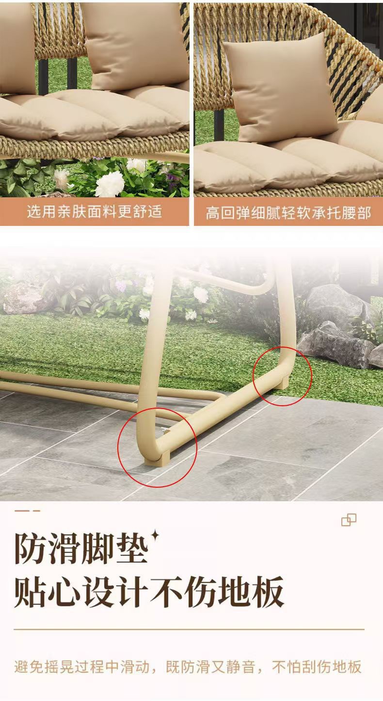 Outdoor swing, courtyard cradle, hanging chair, villa garden, balcony, terrace, leisure, lazy person, Internet celebrity, double rocking chair swing pic 19