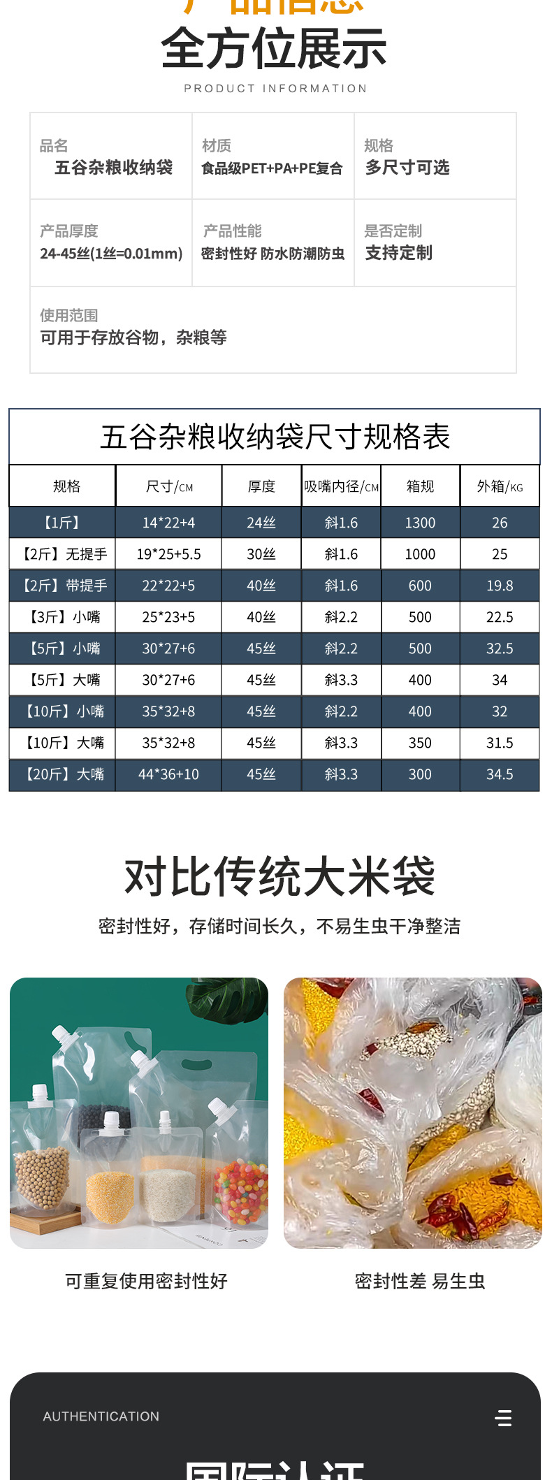 五谷杂粮收纳袋啤酒包大米透明自立吸嘴袋批发密封杂粮袋密封袋详情9